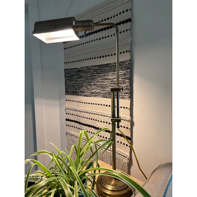 Vintage Adjustable Brass Pharmacy Floor Lamp With Patinated Finish For Sale - Image 4 of 12