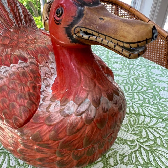 Mottahedeh Lowestoft Reproduction Peking Duck tureen // Chinoiserie duck // hand-painted // Made in Italy // 1950s decor // orange and gold For Sale In Kansas City - Image 6 of 9