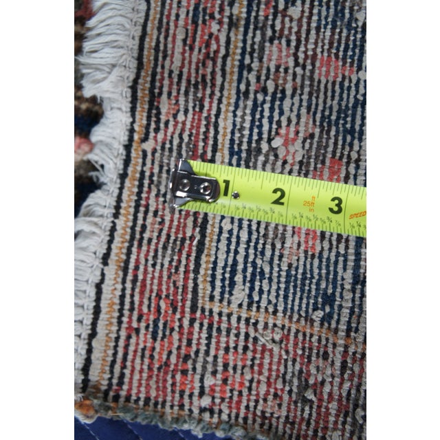 Vintage Hand Woven Geometric Floral Medallion Red & Blue Area Rug Mat 4 X 6' For Sale - Image 10 of 13