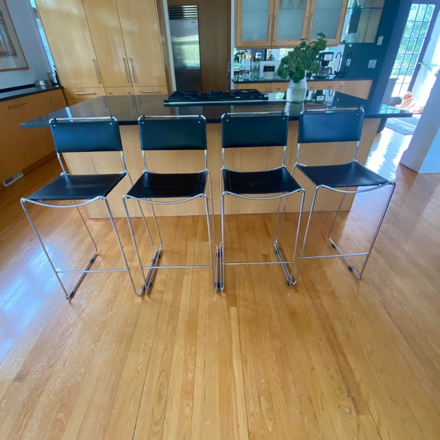 1990s Italian Style Stacking Counter Chairs Set of Four For Sale - Image 10 of 16