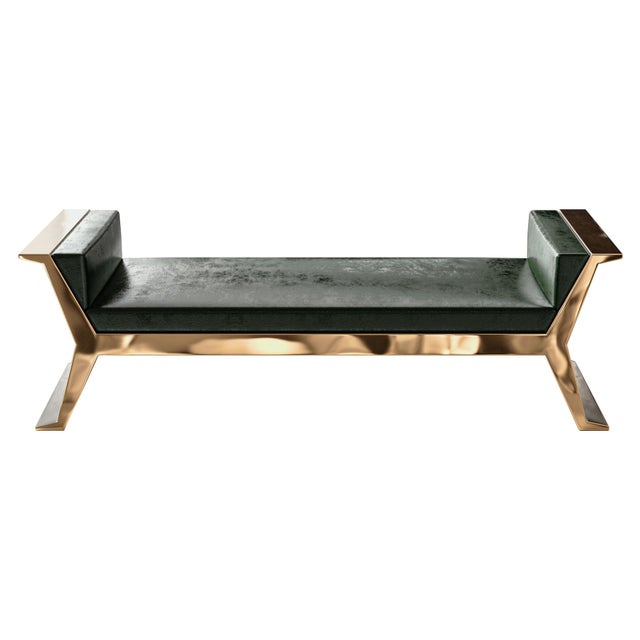 "Alphacute" Bench With Bronze, Handcrafted For Sale - Image 4 of 4