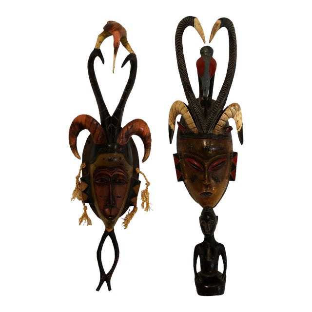 Pierre Osso Guro Tribe Ivory Coast Secret Society Ancestor Masks - 1960s - Good Vintage Condition For Sale