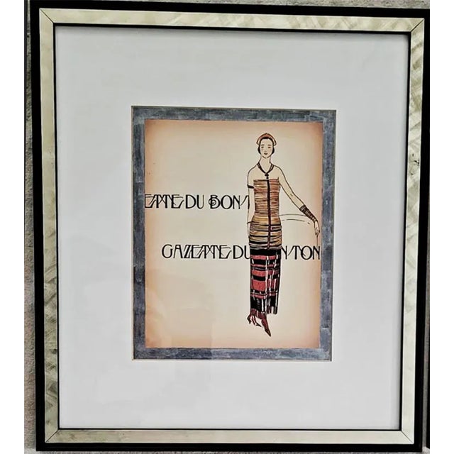 Black Set of 6 1920's French Fashion Framed Pictures Mop Frames - Gallery Wall For Sale - Image 8 of 9