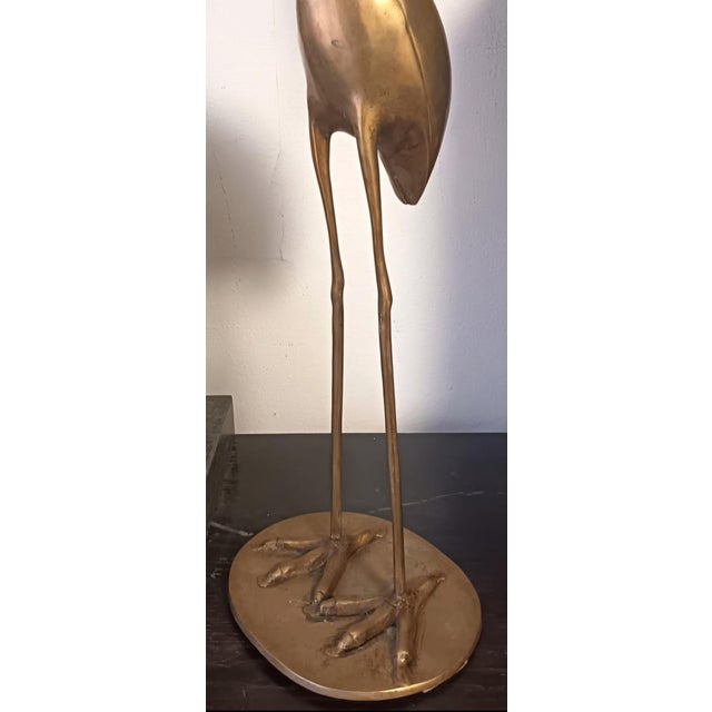 Mid-Century Modern Large Mid-Century Modern Brass Crane Sculpture For Sale - Image 3 of 6
