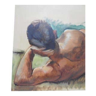 Robert Whitmore "Male at Rest" Oil Painting Early 20th Century For Sale
