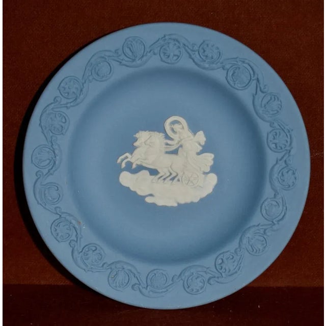 Wedgwood 2 Vintage Wedgwood Jasperware Blue W/White Neo-Classic Figural Plates For Sale - Image 4 of 13