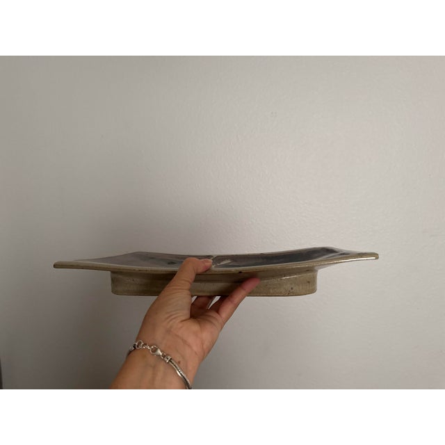 Mid Century Studio Art, Stoneware Pottery Rectangle XL Tray Signed by Eric Norstad (California) For Sale - Image 12 of 12