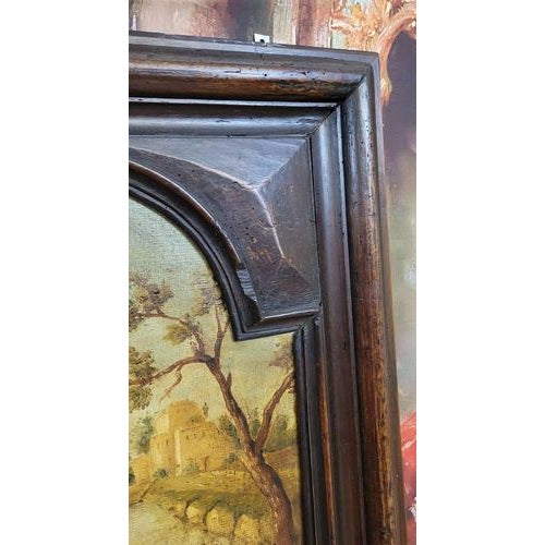 Large Natural Wooden Trumeau with Oil Painting on Panel For Sale - Image 4 of 6