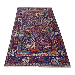 Tribal Afghan Pictorial Hunter Zakani Hand Knotted 2000's Rug For Sale
