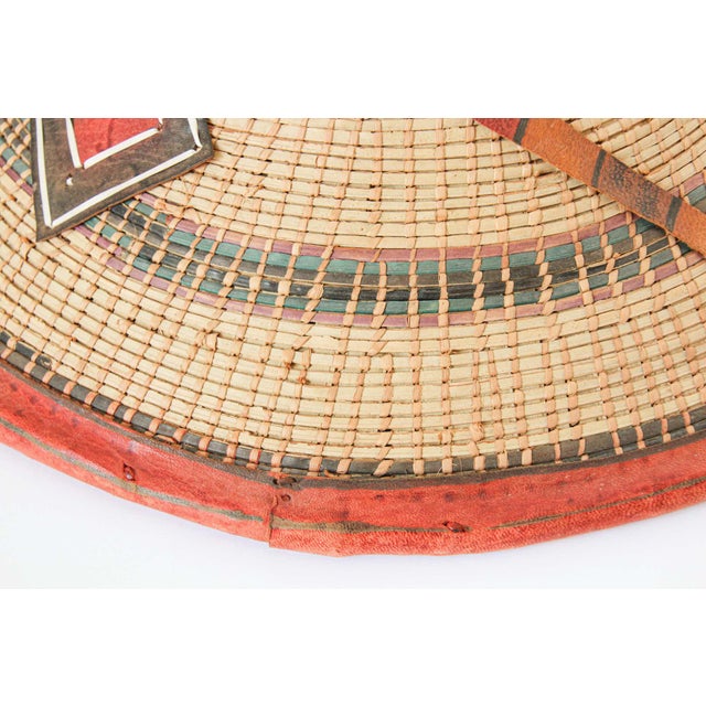 Late 20th Century Conical Leather and Straw Tribal Fulani Hat, Mali West Africa For Sale - Image 5 of 13