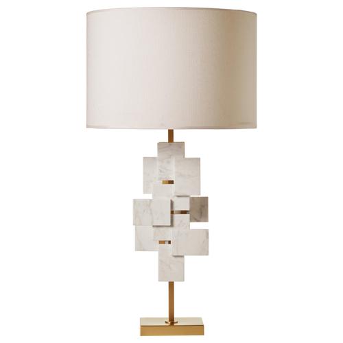 White Brass and Carrara Marble Tiles Table Lamp by Matlight Milano For Sale - Image 8 of 8