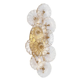 Julie Neill for Visual Comfort Signature Gianna 21" Layered Sconce in Gild with Gold Fleck Glass For Sale