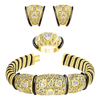 Leporttie Diamond Bangle Earring Two Piece Set in 18 Karat Yellow Gold For Sale