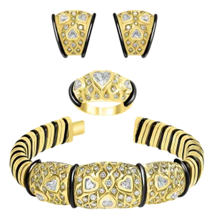 Leporttie Diamond Bangle Earring Two Piece Set in 18 Karat Yellow Gold