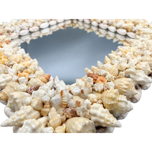 Signed Vintage Diamond-Shaped Seashell Shell Encrusted Wall Mirror – Coastal / Organic Modern For Sale - Image 13 of 13