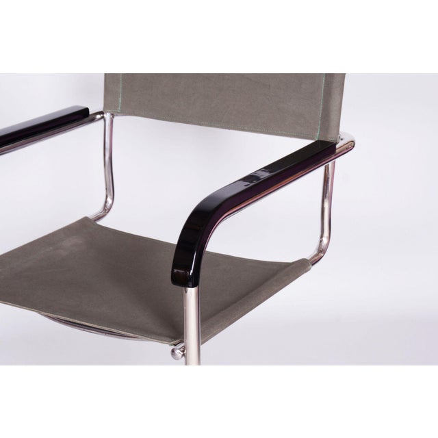 1930s Restored Bauhaus Armchairs in Iron-Garn Fabric by M. Breuer, Czechia, 1930s, Set of 2 For Sale - Image 5 of 9