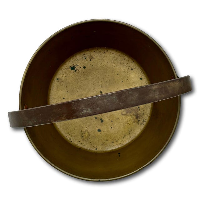 Antique 12 Inch Heavy Brass & Hand Wrought Iron Fireplace Hearth Hanging Cooking Pot Mid 19th Century For Sale - Image 4 of 18