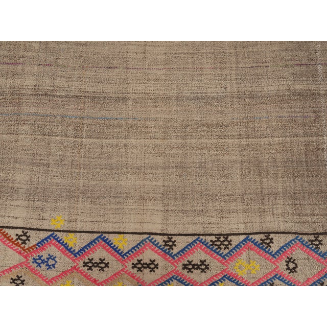 Gray 1970s Vintage Handmade Wool Cotton Grey Area Rug For Sale - Image 8 of 11