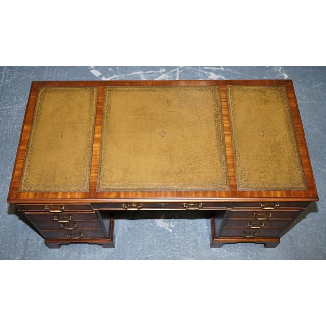 Vintage Pedestal Desk with Hunter Green Leather by Bevan Funnell For Sale - Image 6 of 18