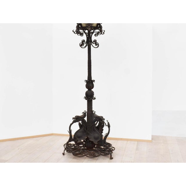 Metal Large Wrought Iron Lamp Post from Mazzucotelli, 1910s For Sale - Image 7 of 13