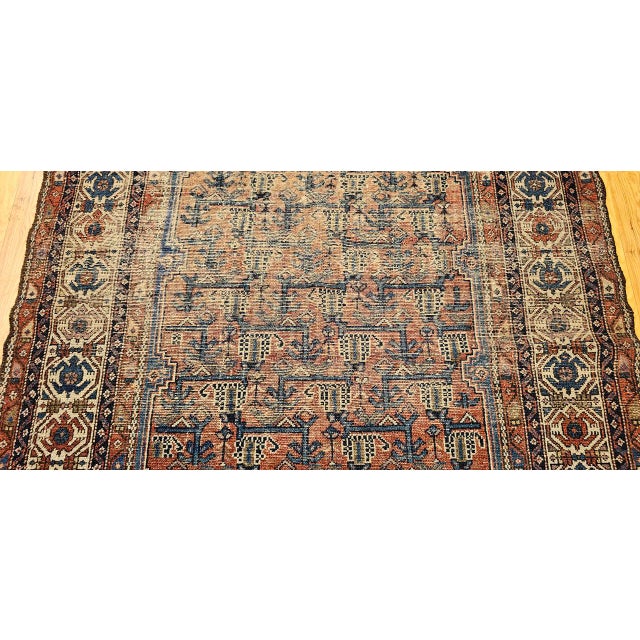 Antique Persian Malayer Rug, Hand-Knotted Wool, Geometric Pattern, 5x7, Blue & Rust-Red For Sale - Image 10 of 15