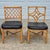 Mid-Century Modern 1970s Bamboo Rattan Lattice Back Dining Chairs W/ Black Faux Leather Cushions, Assembled Set of 4 For Sale - Image 3 of 11