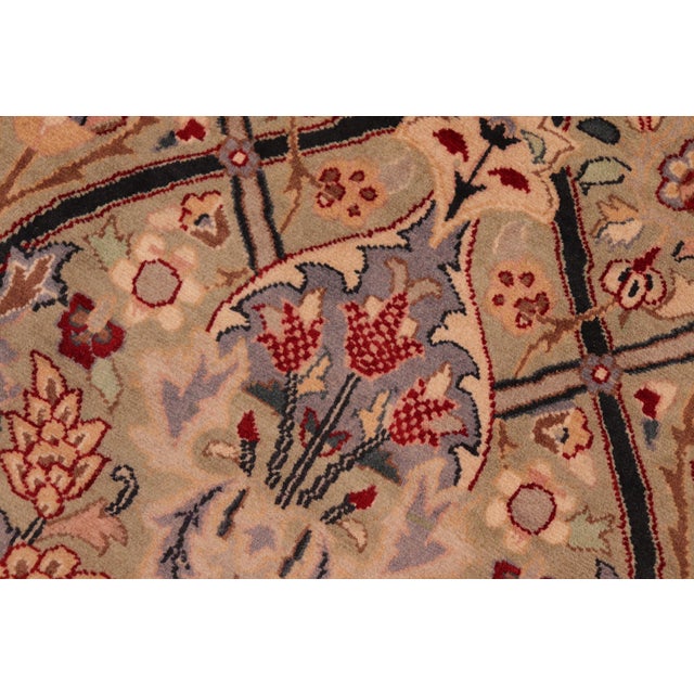 Shabby Chic Floral 1990's Pak-Persian Green/Red Wool Rug - 6'0'' X 9'0'' For Sale In New York - Image 6 of 9