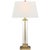 Transitional Visual Comfort Signature Wright Table Lamp in Gilded Iron and Glass with Linen Shade For Sale - Image 3 of 3