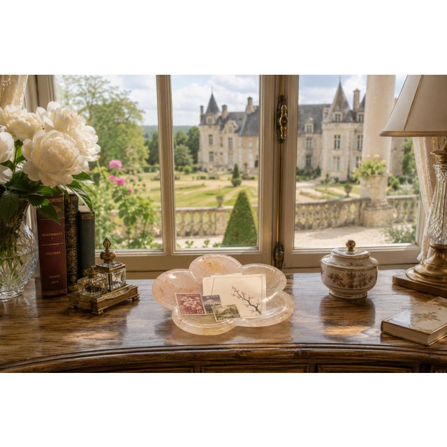 2020s Rock Crystal Peach Blossom Plate Japanese Artisan For Sale - Image 5 of 14