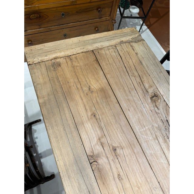 Brown French Bleached Farm Table For Sale - Image 8 of 9