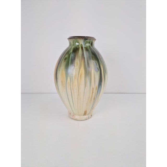 Beige Glazed Stoneware Vase by Grégoire Lebon, Belgium, 1940s For Sale - Image 8 of 16