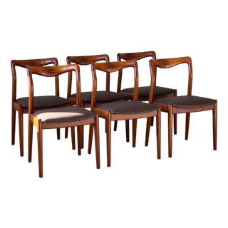 Teak Dining Chairs with Rosewood Joint Detail attributed to H.W. Klein for Bramin, 1960s, Set of 6 For Sale