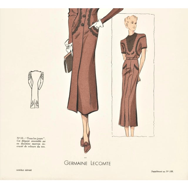 Art Deco Vintage Art Deco French Fashion Print For Sale - Image 3 of 3