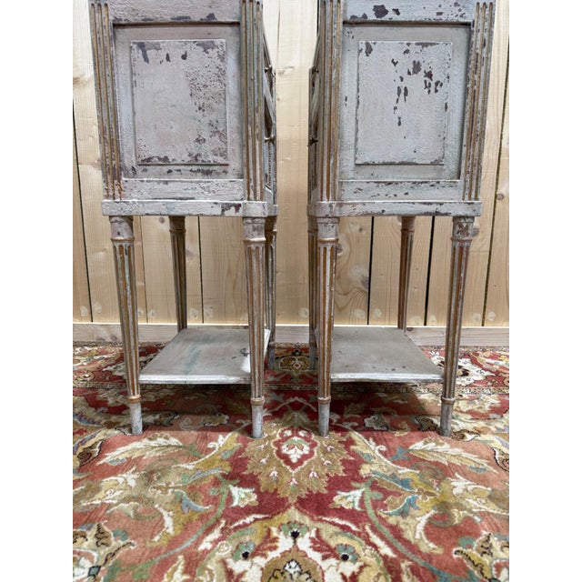 Bedside Tables in Painted Wood and Oak with Brass, 1890s, Set of 2 For Sale - Image 6 of 8