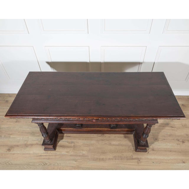 Baroque Early 17th-Century Lombard Louis XIV Walnut Table with Baluster Legs For Sale - Image 3 of 8
