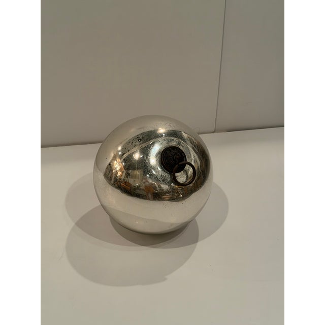 19th Century Mercury Glass Kugel Sphere With Brass Ring For Sale - Image 4 of 6