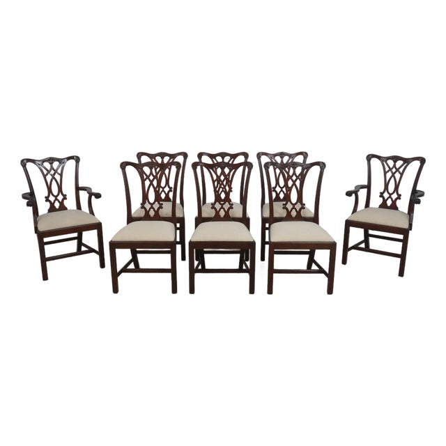 Set of 8 Henkel Harris Model 107 Mahogany Dining Chairs For Sale