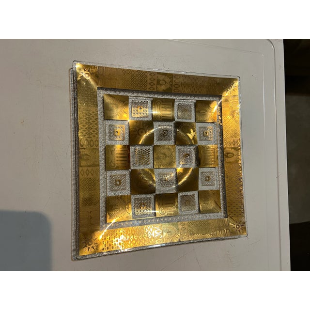 Mid 20th Century 1950 Mid Century Modern Signed Georges Briard "Golden Celeste" Glass Serving Tray For Sale - Image 5 of 8