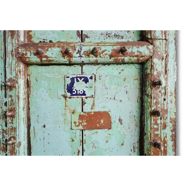 Wood Antique Indian Turquoise Wood Doors For Sale - Image 7 of 12