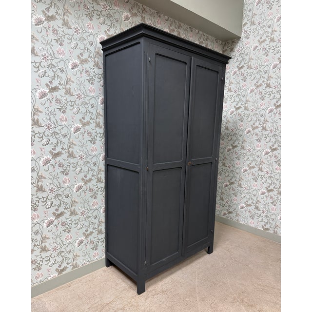 Black Large Parisian Black Wardrobe, 1950s For Sale - Image 8 of 10