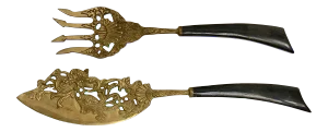 Asian Design Brass Fish Serving Set