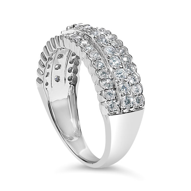 .925 Sterling Silver 1.0 cttw Lab Grown Diamond 3 Row Band Ring (F-G Color, VS1-VS2 Clarity) - Ring Size 7 For Sale - Image 4 of 7