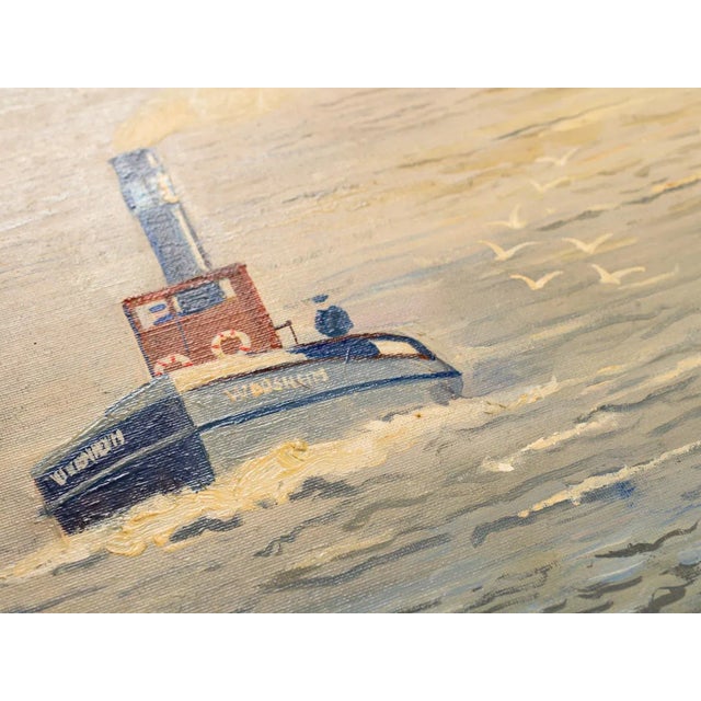 1950s Hamburger Harbor, Oil on Canvas For Sale - Image 5 of 11
