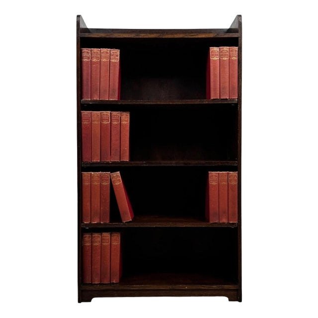 Early 20th Century Antique English Oak Open Bookcase For Sale