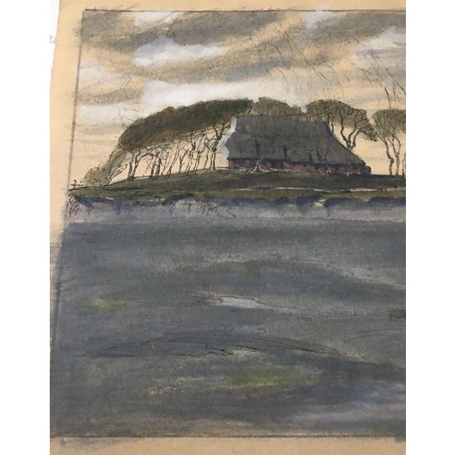 Blue Krumm Hans, Hallig Friesenhaus with Trees, 1890s, Gouache and Ink For Sale - Image 8 of 13