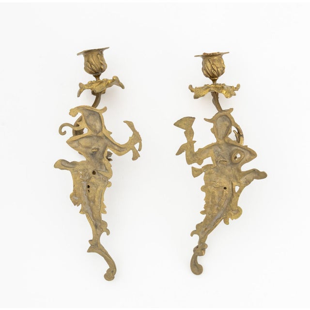 Metal Louis XV Style Chinoiserie Brass Candle Sconces, 2 For Sale - Image 7 of 7