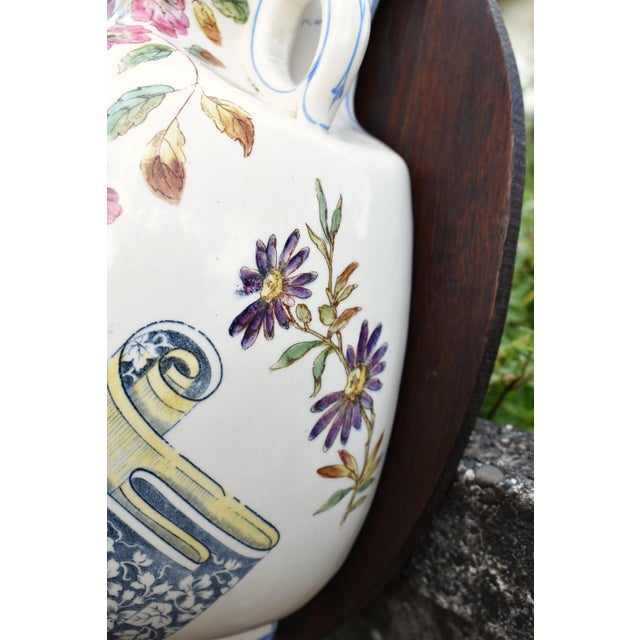 French Art Nouveau Ceramic Terre de Fer Wall Fountain from Longchamp, 1890s For Sale - Image 12 of 18