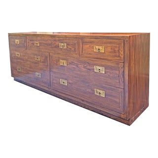 1980s Vintage Henredon Campaign Style Dresser Scene One 1 Lowboy For Sale