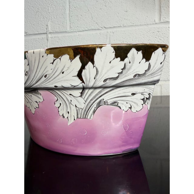 Late 20th Century Vintage Pink Splash Luster Cache Pot For Sale - Image 5 of 7