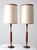 Wood Mid Century Teak Table Lamps Pair For Sale - Image 7 of 12